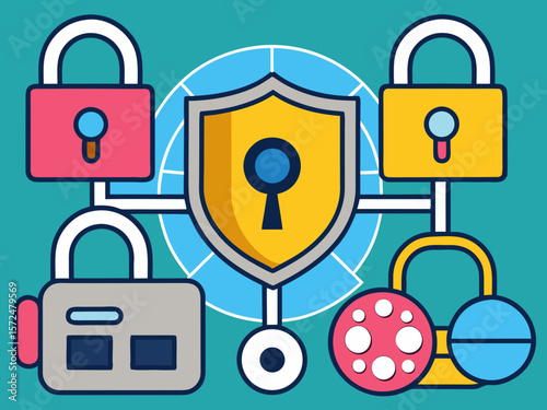 A vector illustration of cybersecurity concepts design for graphics element