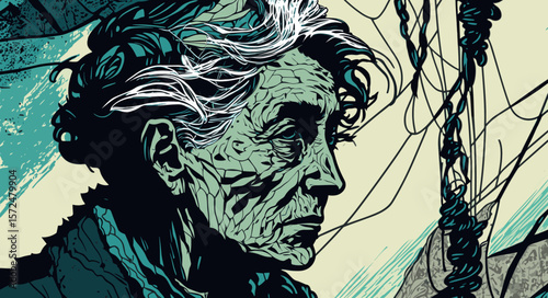 Abstract image of old woman with dementia and Alzheimers disease