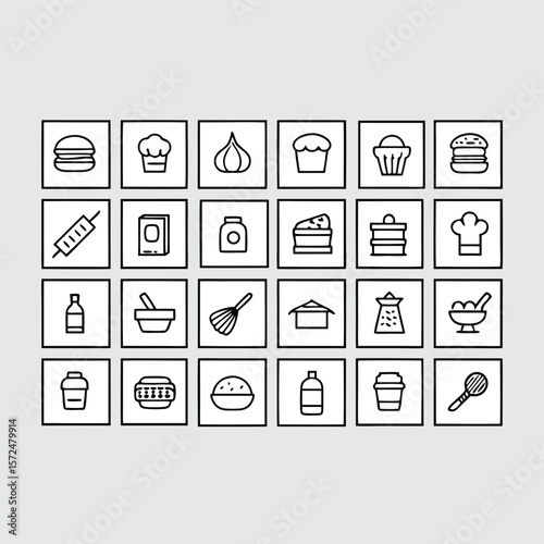 Culinary icons collection food cooking