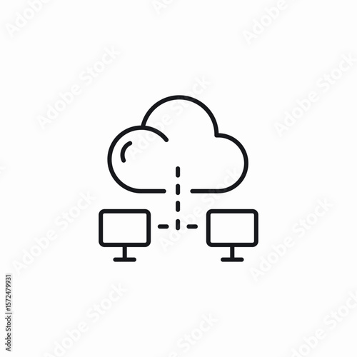 cloud computer connections icon sign vector