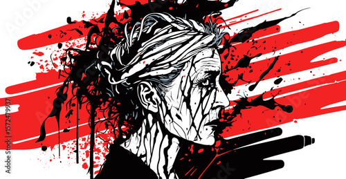 Abstract image of old woman with dementia and Alzheimers disease