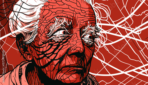 Abstract image of old woman with dementia and Alzheimers disease