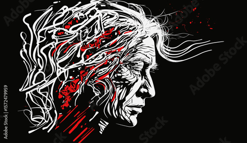 Abstract image of old woman with dementia and Alzheimers disease