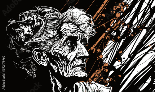 Abstract image of old woman with dementia and Alzheimers disease