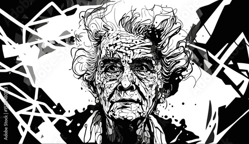 Abstract image of old woman with dementia and Alzheimers disease