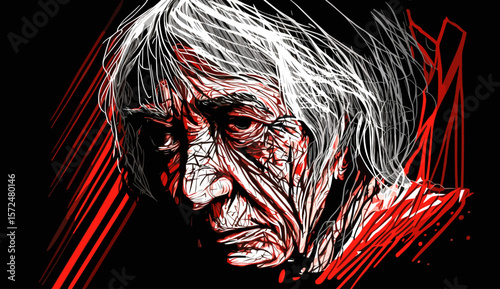 Abstract image of old woman with dementia and Alzheimers disease