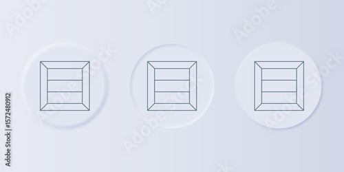 Grey Wooden box icon isolated on grey background. Set icons in square buttons. Vector