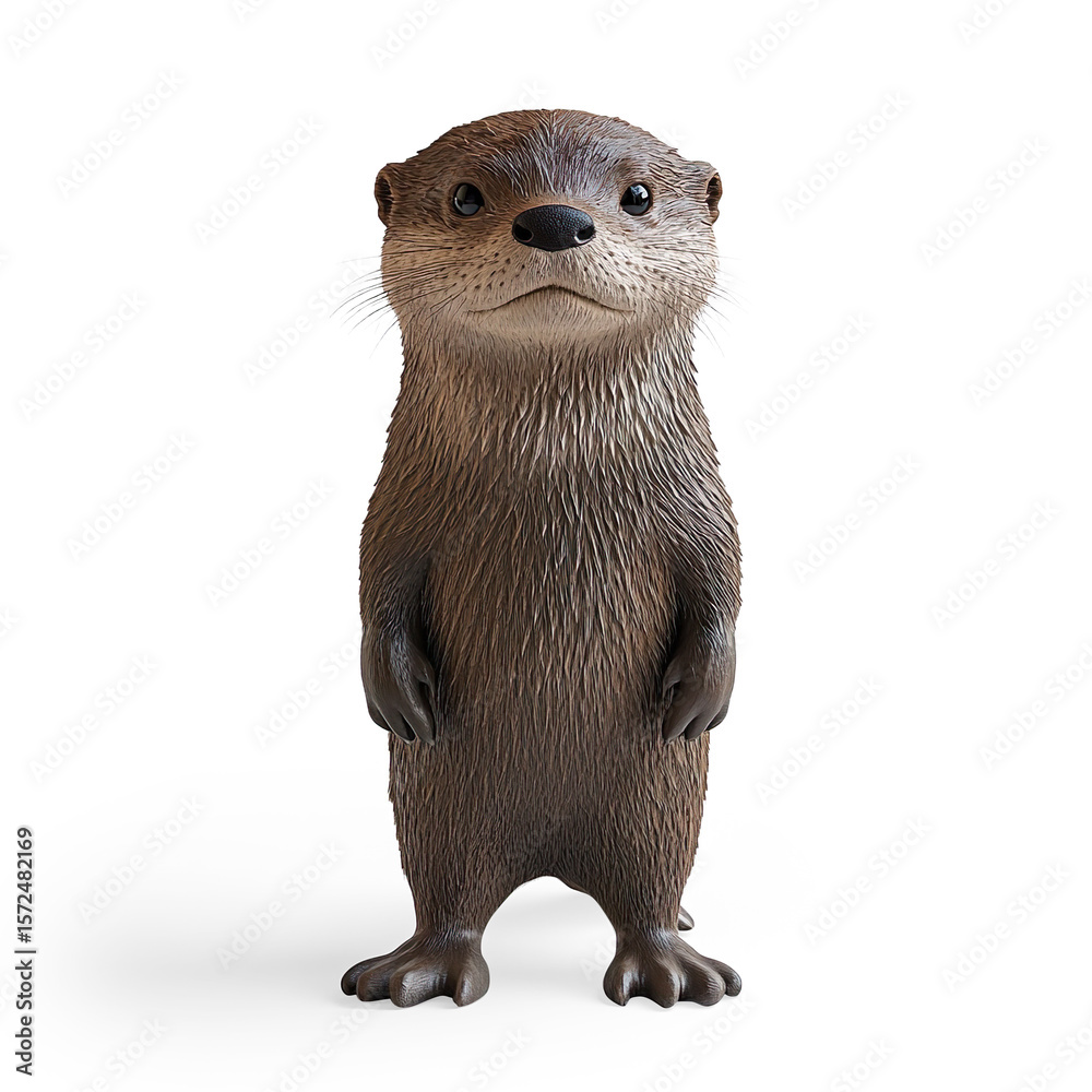 Fototapeta premium Realistic Otter Figurine on a Transparent Background