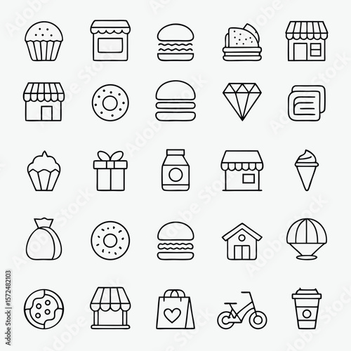 Food store cupcake donut burger diamond gift ice cream