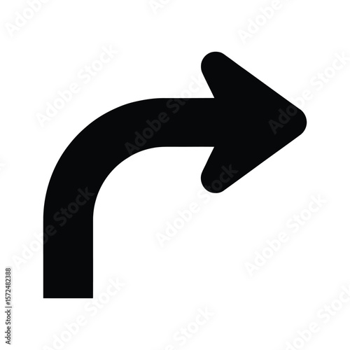 Turning Right: A sharp, minimalistic graphic captures a right-hand turn, perfect for navigation, direction, and guidance with a modern, simple design.