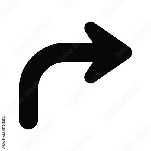 Turning Right: A sharp, minimalistic graphic captures a right-hand turn, perfect for navigation, direction, and guidance with a modern, simple design.