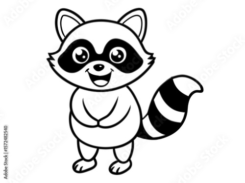 Character sheet of a cute baby raccoon