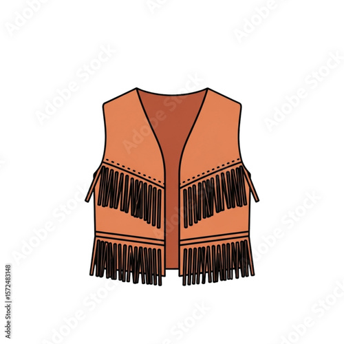 Illustration of a brown suede vest with fringe, a classic Western garment.