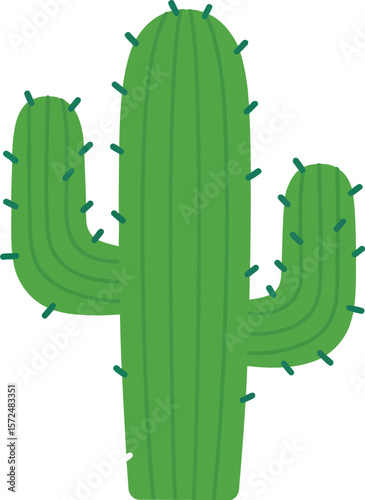 Vibrant Cactus in Sunlight: A single, verdant cactus stands tall and proud, basking in the warmth of sunlight, its sturdy form a testament to desert resilience and the beauty of nature.