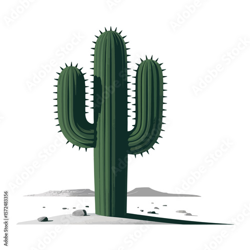 Cactus in the Desert: An isolated image of a cactus against a barren desert landscape, showcasing a symbol of resilience and natural beauty. 
