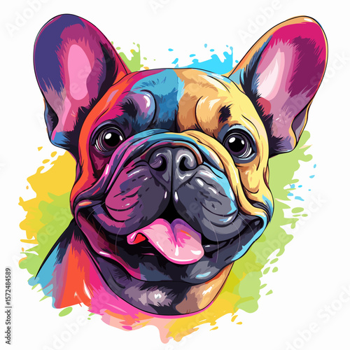 Cute and funny french bulldog in vector pop art style