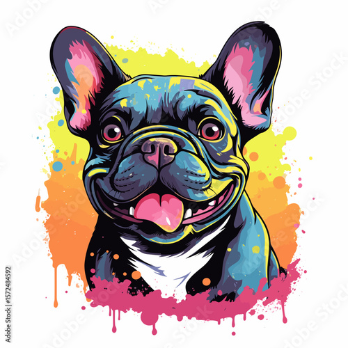 Cute and funny french bulldog in vector pop art style