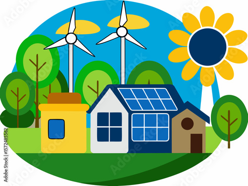 vector of eco friendly energy solutions showing