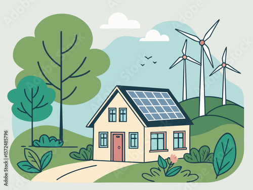 vector of eco friendly energy solutions showing