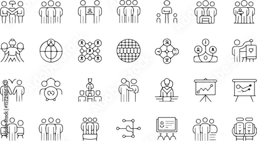 Wallpaper Mural Teamwork, Collaboration, and Networking Icons A Collection of Line Art Graphics for Business Presentations Torontodigital.ca