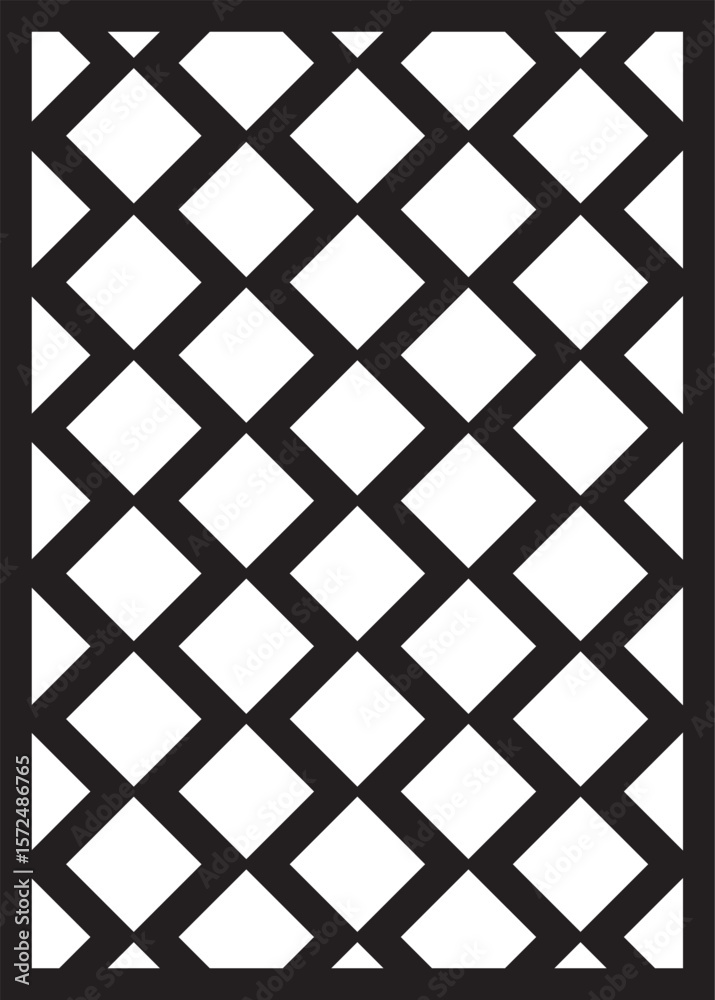 Fototapeta premium Geometric laser cut panel with diamond lattice pattern in crisscross style