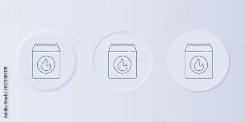 Grey Barbecue coal bag icon isolated on grey background. Set icons in square buttons. Vector