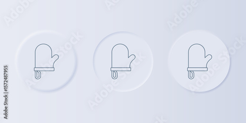 Grey Oven glove icon isolated on grey background. Kitchen potholder sign. Cooking glove. Set icons in square buttons. Vector
