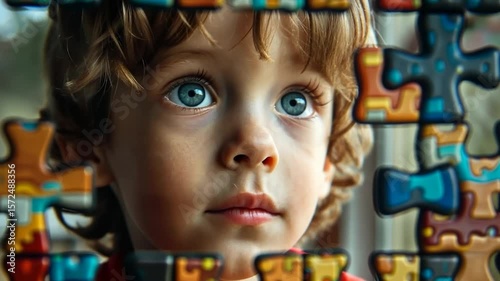 Autism awareness. Autistic boy. World autism awareness day.