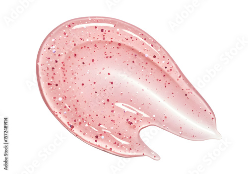 Pink Gel Cream With Glitter Particles Shimmery pink gel smear. Ideal for exfoliating masks, illuminating skincare, or glitter infused cosmetics