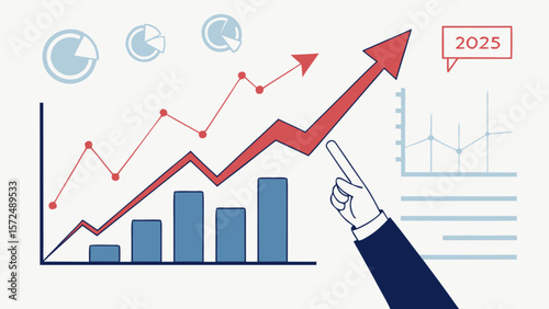 Growth chart and graph analysis for business strategy and financial forecast for the year of twenty twenty five
