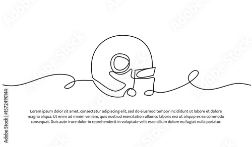 One line of musical cassette. Abstract minimal continuous line.