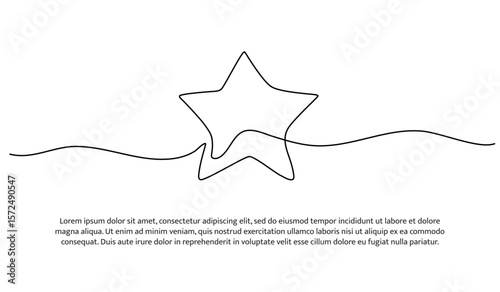 One line of star. Abstract minimal continuous line.