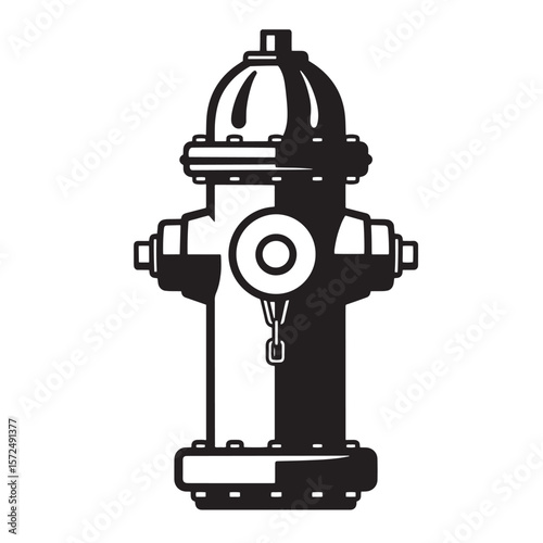 Black and white illustration of a fire hydrant featuring a minimalist design style