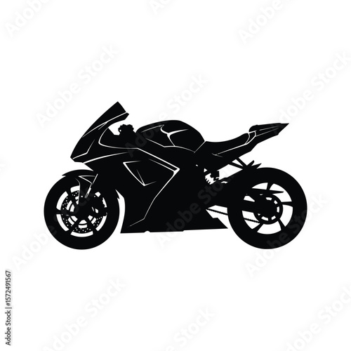 Black Silhouette of a Sportbike Motorcycle Powerful and Sleek Design
