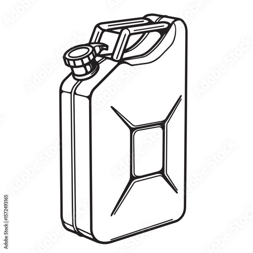 Black and white line drawing of a fuel canister storage container for gasoline or fuel