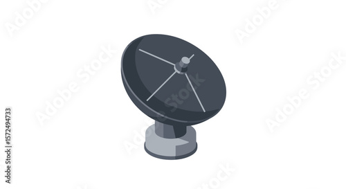 Isometric satellite dish illustration on white background for technology designs