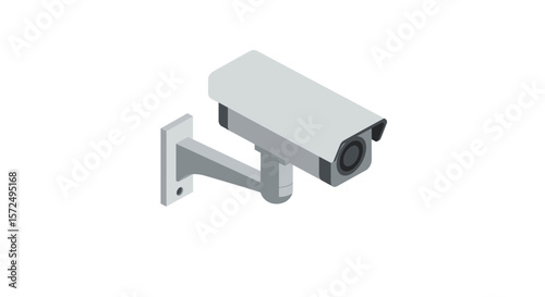 Isometric security camera design on wall mount for surveillance