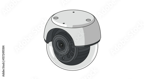 Modern dome security camera in simplistic design on white background