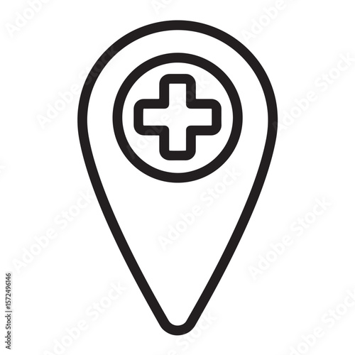 Medical location icon healthcare cross symbol pointer pinpoint emergency assistance clinic
