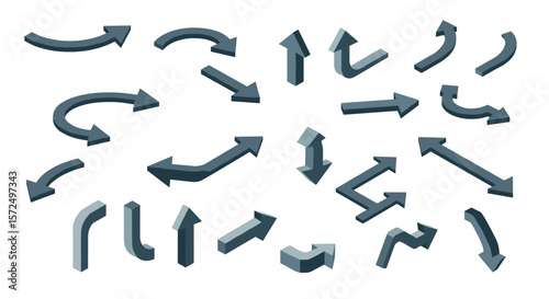 Isometric arrow collection: diverse 3d directional designs