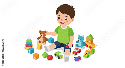 Child playing with colorful toys in a playroom setting