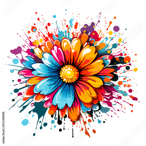 Abstract colourful floral background in vector pop art style