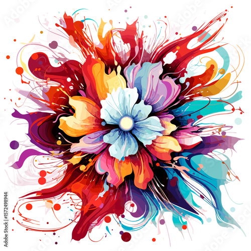 Abstract colourful floral background in vector pop art style