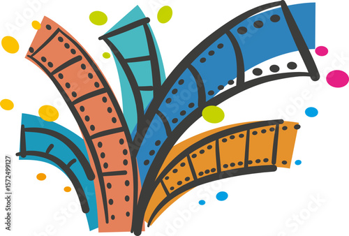 cinema or film roll vector monogram logo template