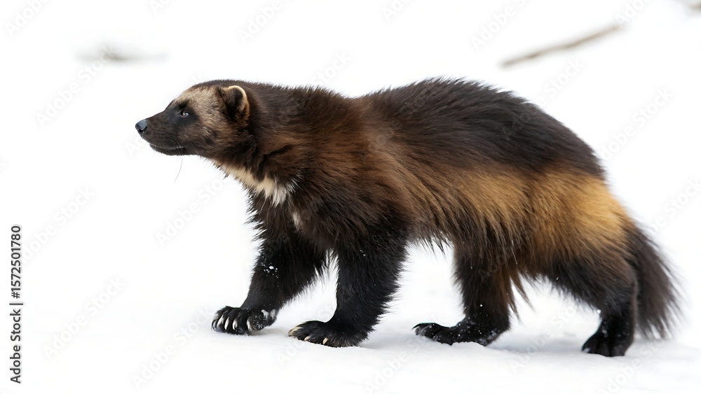 Obraz premium Wolverine isolated on white background. AI GENERATED.