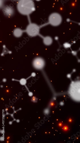 Animation of molecules flying over particles in universe