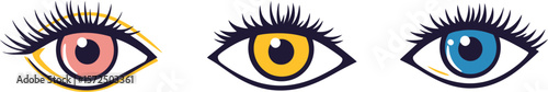Three Eye Designs Pink Gold and Blue Iris Illustrations