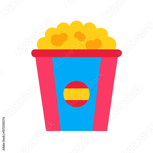 Colorful popcorn bucket with Spanish flag design  