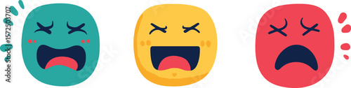 Colorful Emoji Faces Expressing Laughter Joy and Sadness