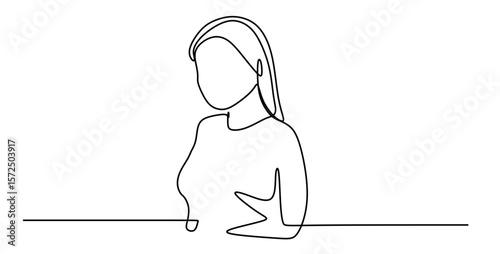 Continuous line art of a woman posing. career woman style concept.